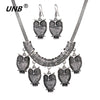 Vintage Owl Pendant Necklace & Earing