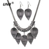Vintage Leaf Pendant Necklace & Earrings